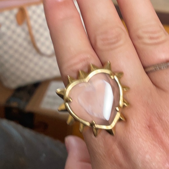 Coach Tony Duquette Spike Heart Ring Rose Quartz Gold Over Sterling Silver - Picture 1 of 5